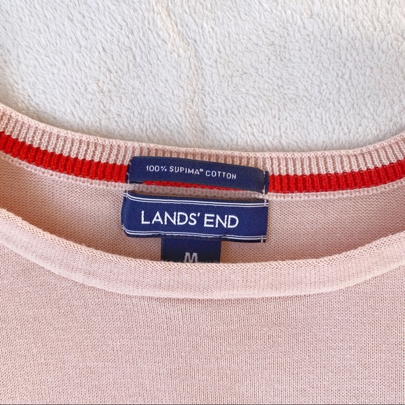 Lands End Pink Christmas Cow Sweater 